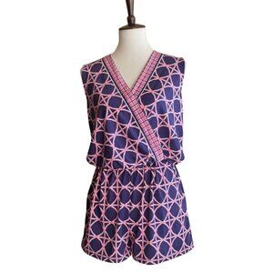Julie Brown Women's Annabel Wrap Printed Surplice Romper Size P (XS) missing tie
